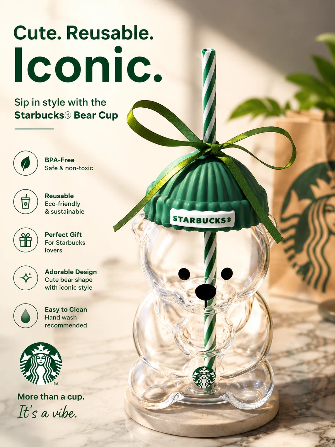 Starbucks Bear Cup with Straw