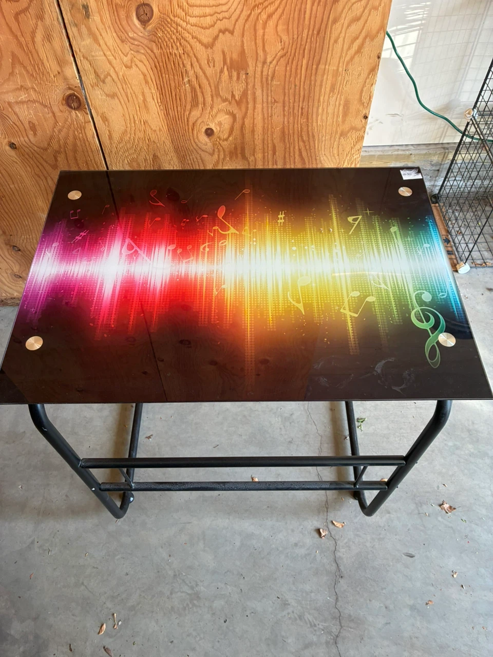 Glass Top Desk with Music Note Design - photo 2