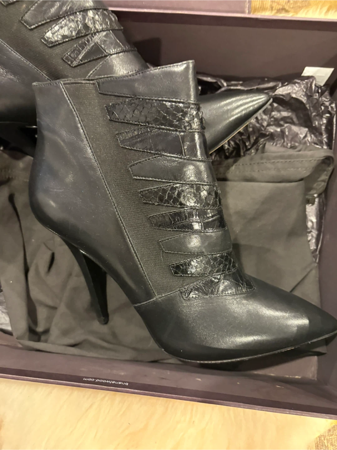 Brian Atwood Black Leather Ankle Boots - photo 4