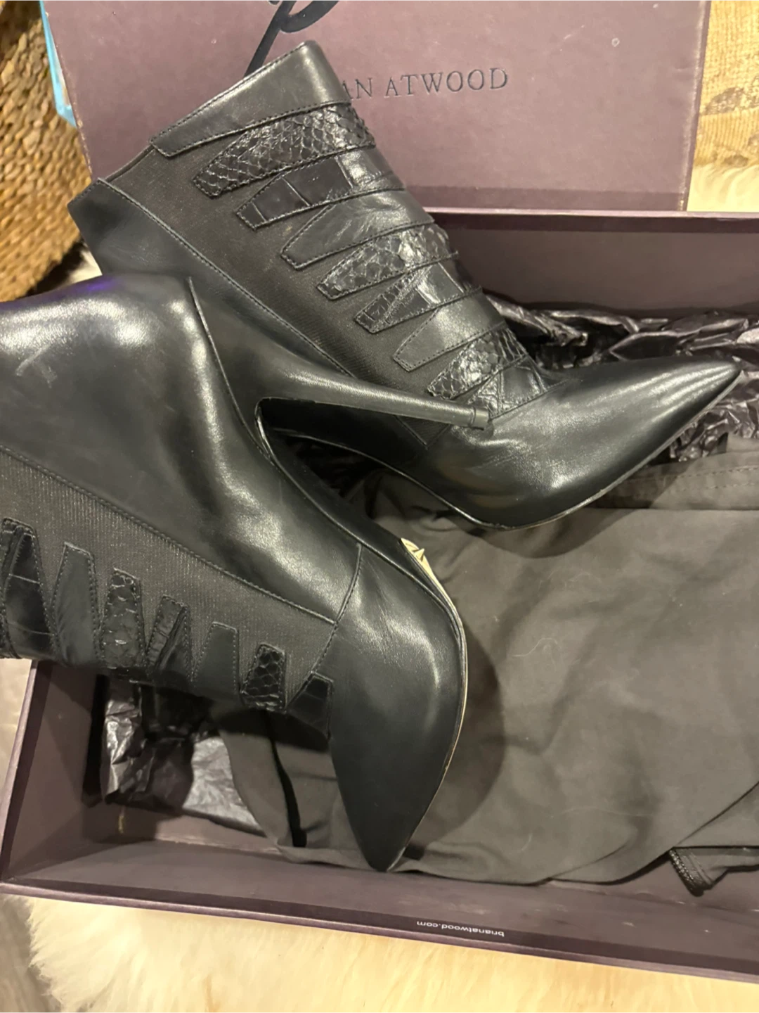 Brian Atwood Black Leather Ankle Boots - photo 3