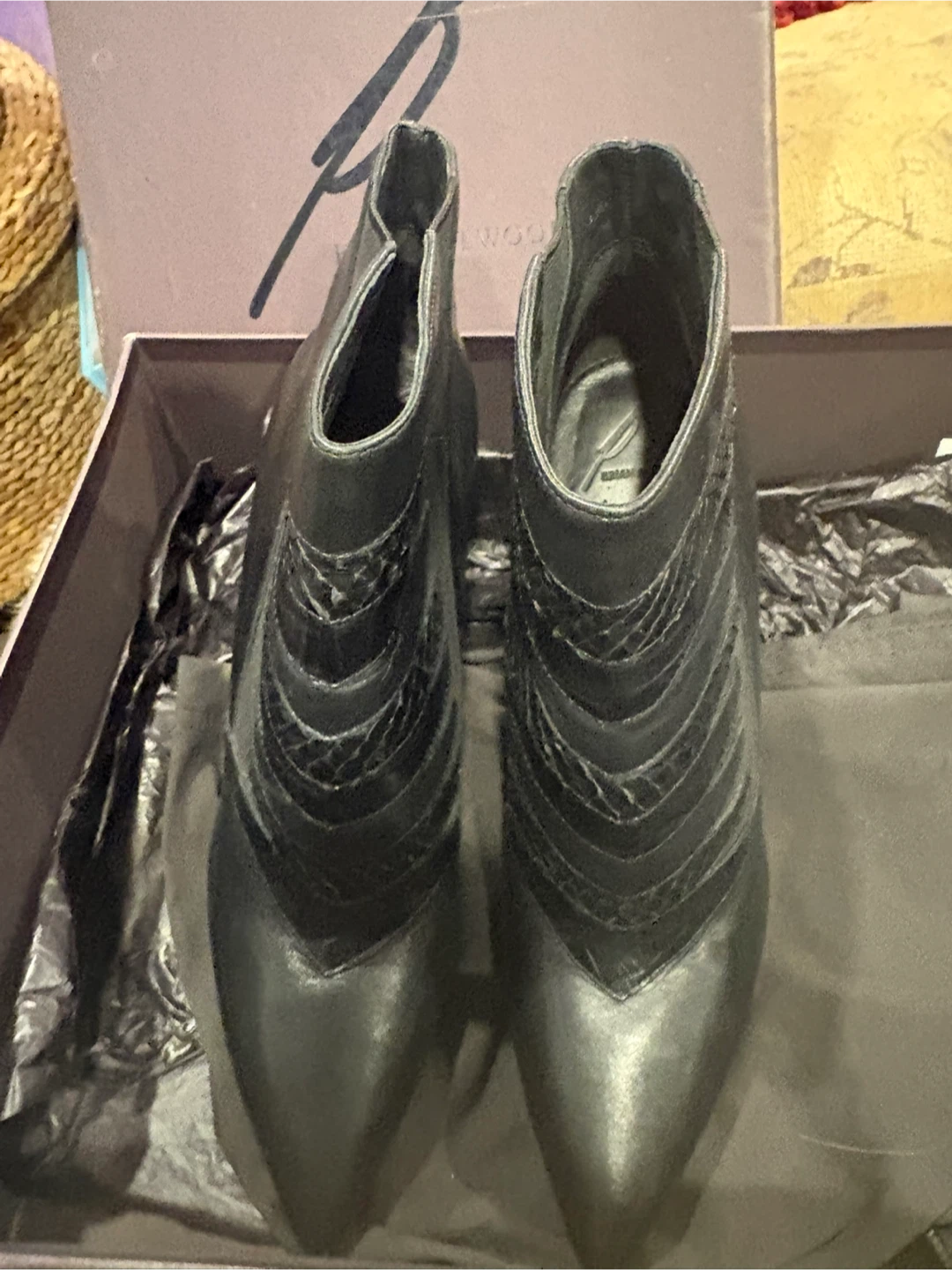 Brian Atwood Black Leather Ankle Boots - photo 2