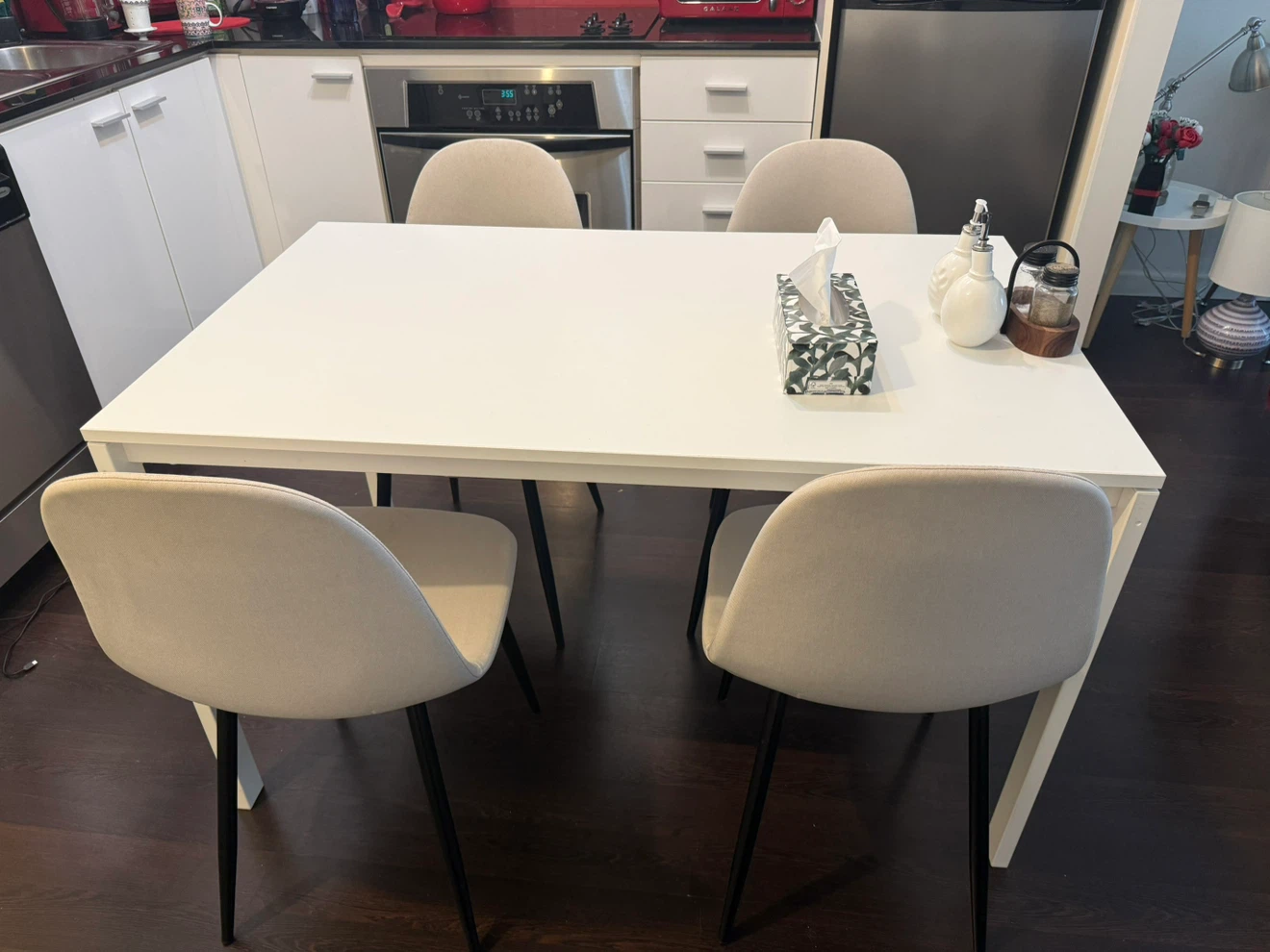 Modern White Dining Table with 4 Chairs - photo 2