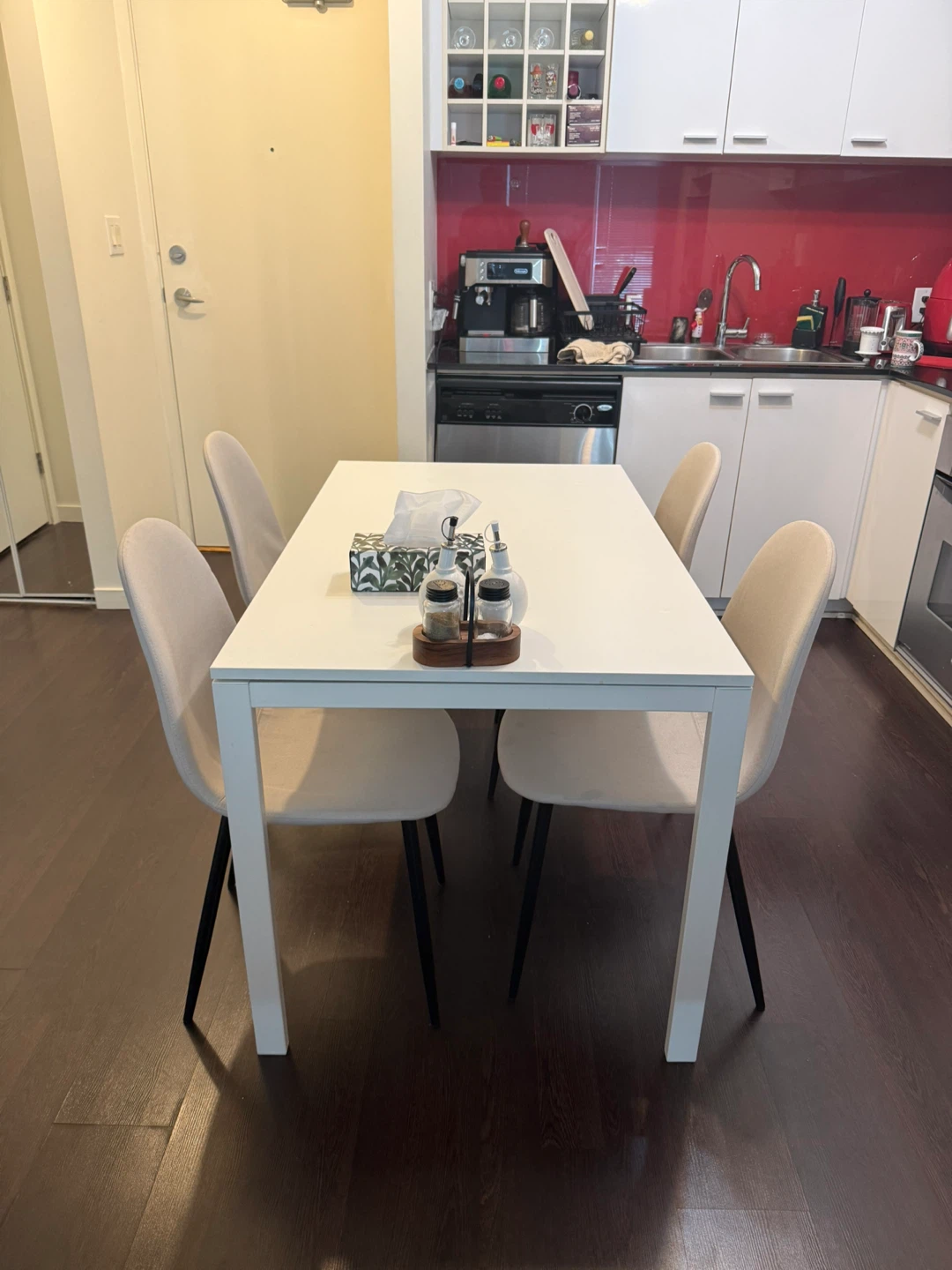 Modern White Dining Table with 4 Chairs - photo 3