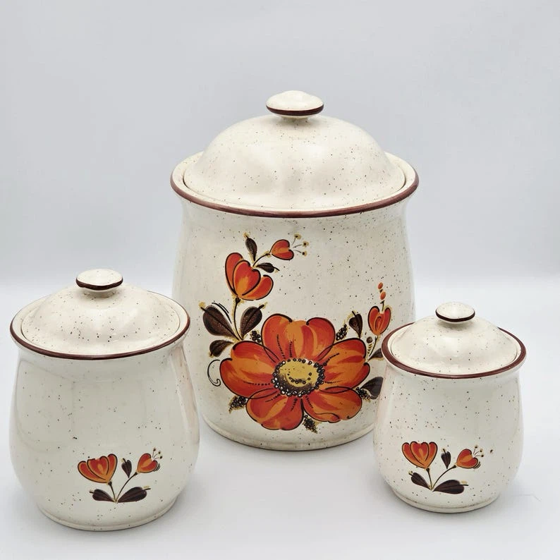 1970s Poppy Valencia Ceramic Canister Set - photo 3