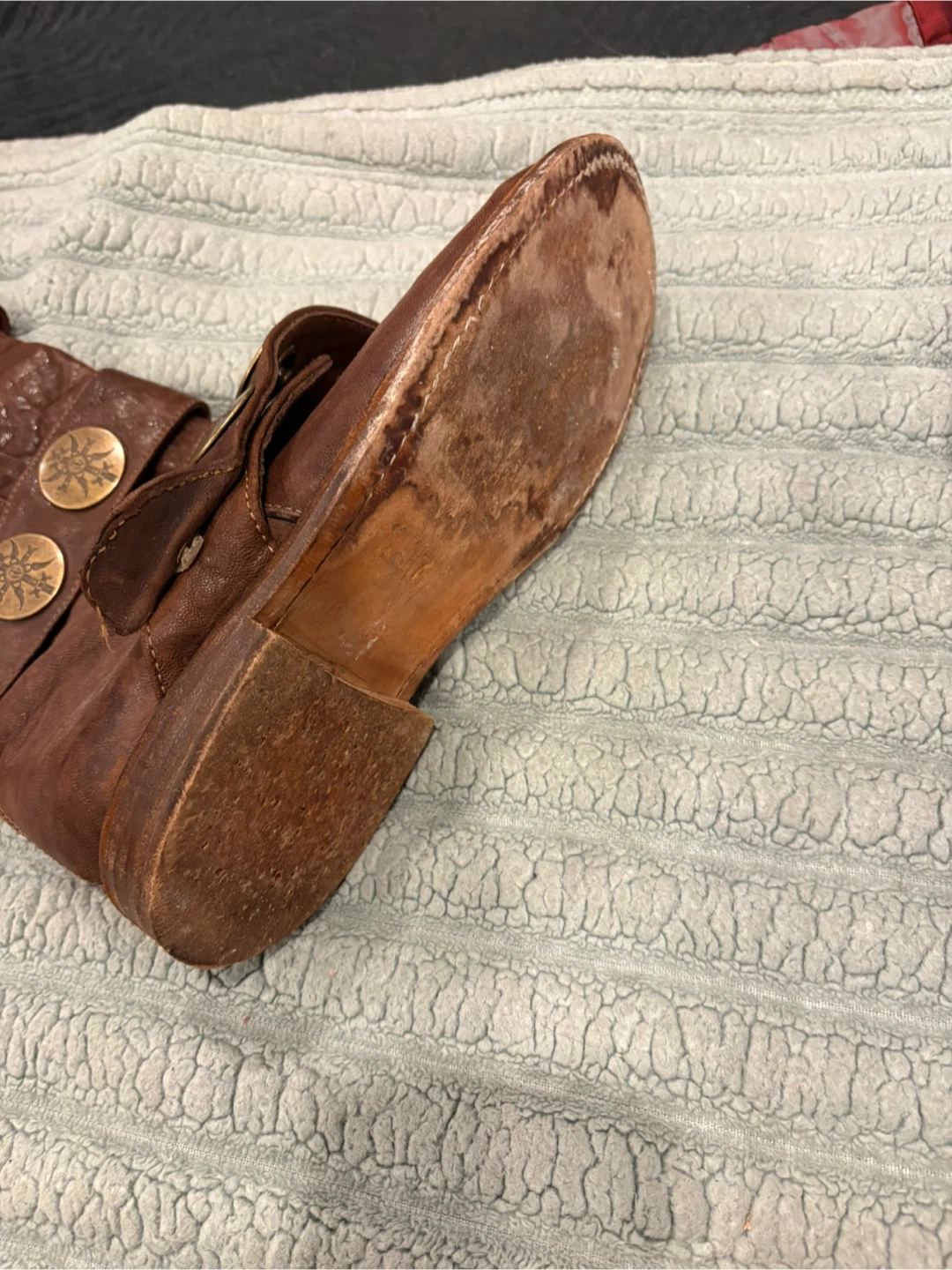 Butter, brown Leather Boots with Decorative Buttons - photo 4