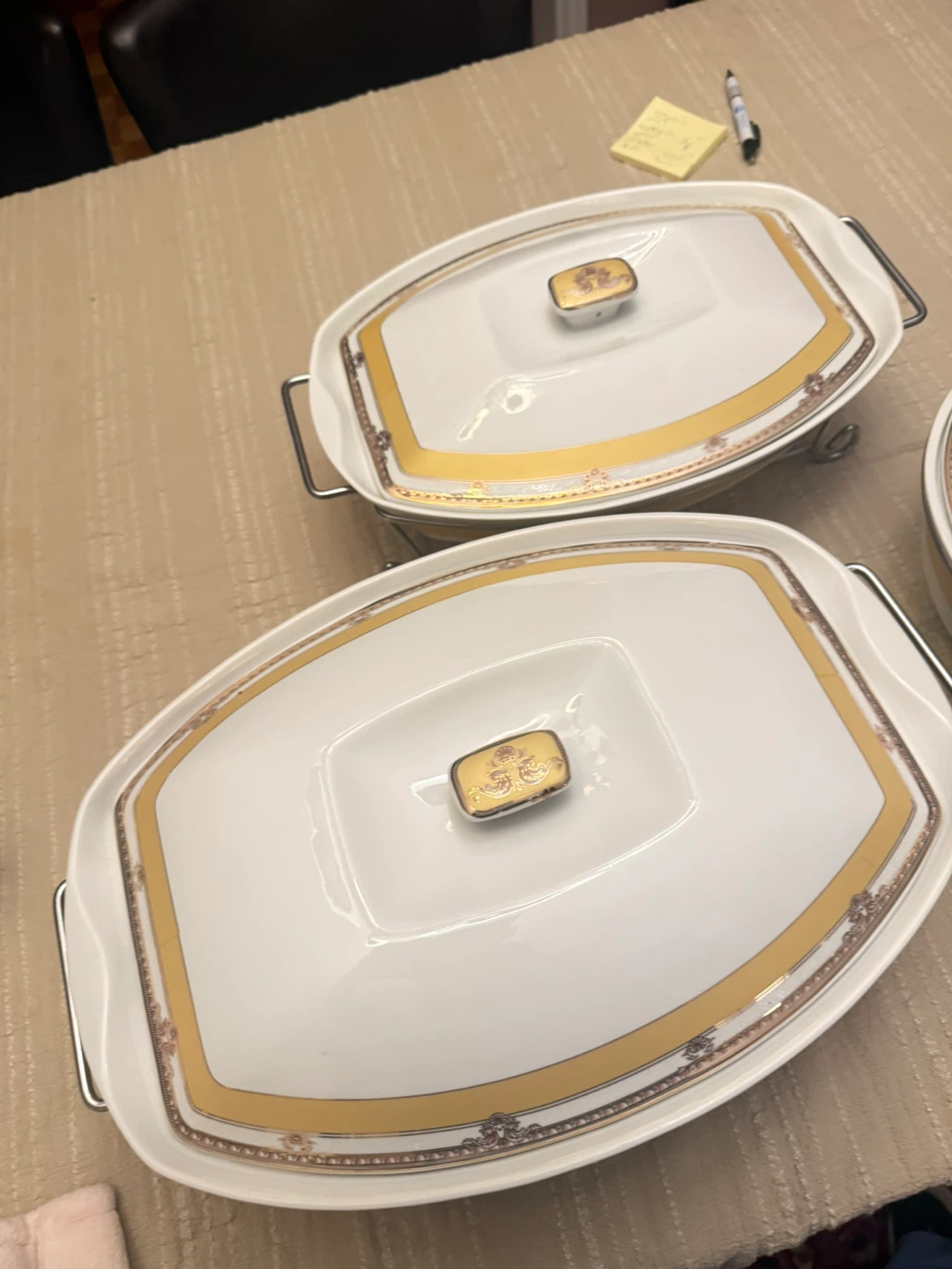 Set of 3 Serving Dishes with Lids and Stands - photo 3