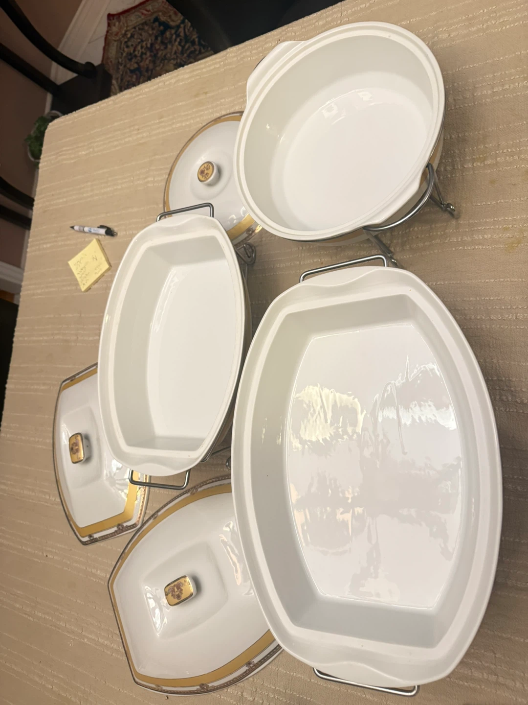 Set of 3 Serving Dishes with Lids and Stands - photo 5