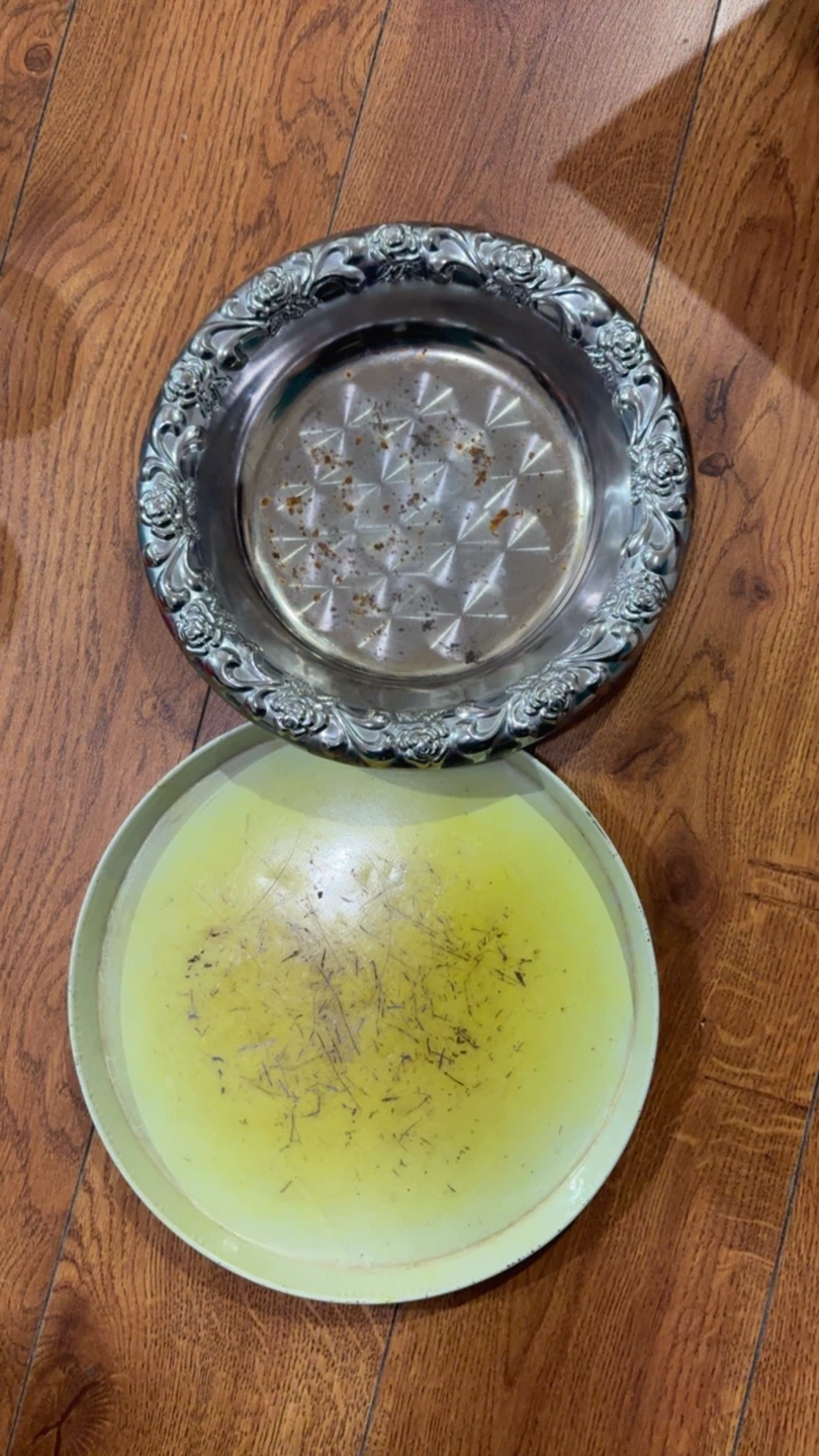 Vintage Metal Serving Tray and Plate