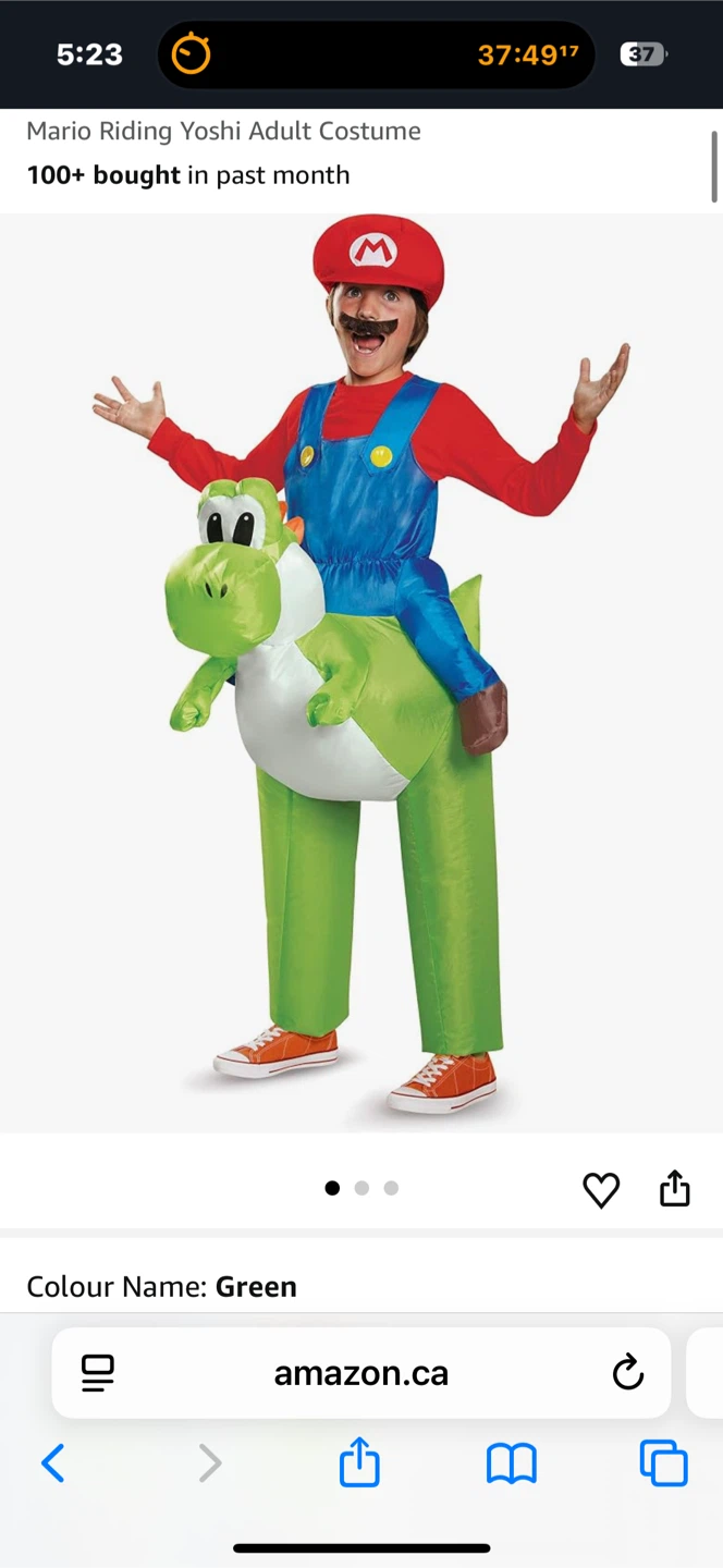 Super Mario Riding Yoshi Inflatable Costume - photo 4