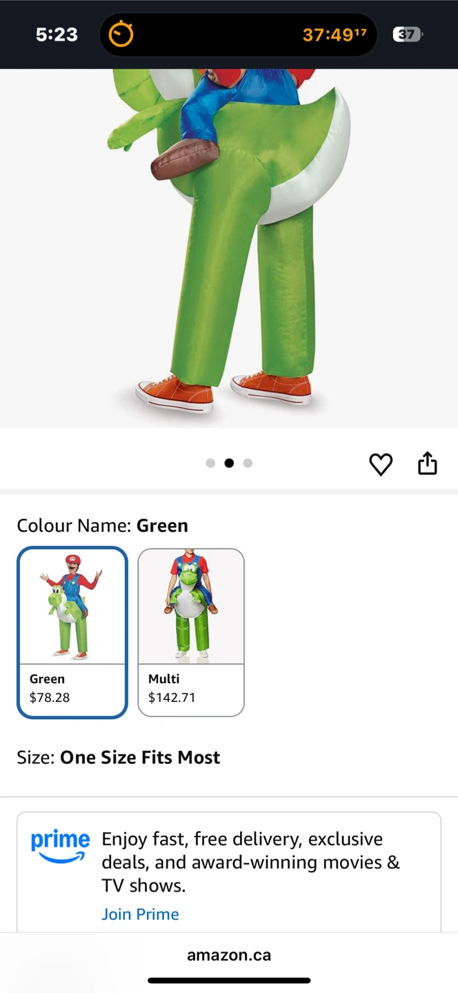 Super Mario Riding Yoshi Inflatable Costume - photo 5