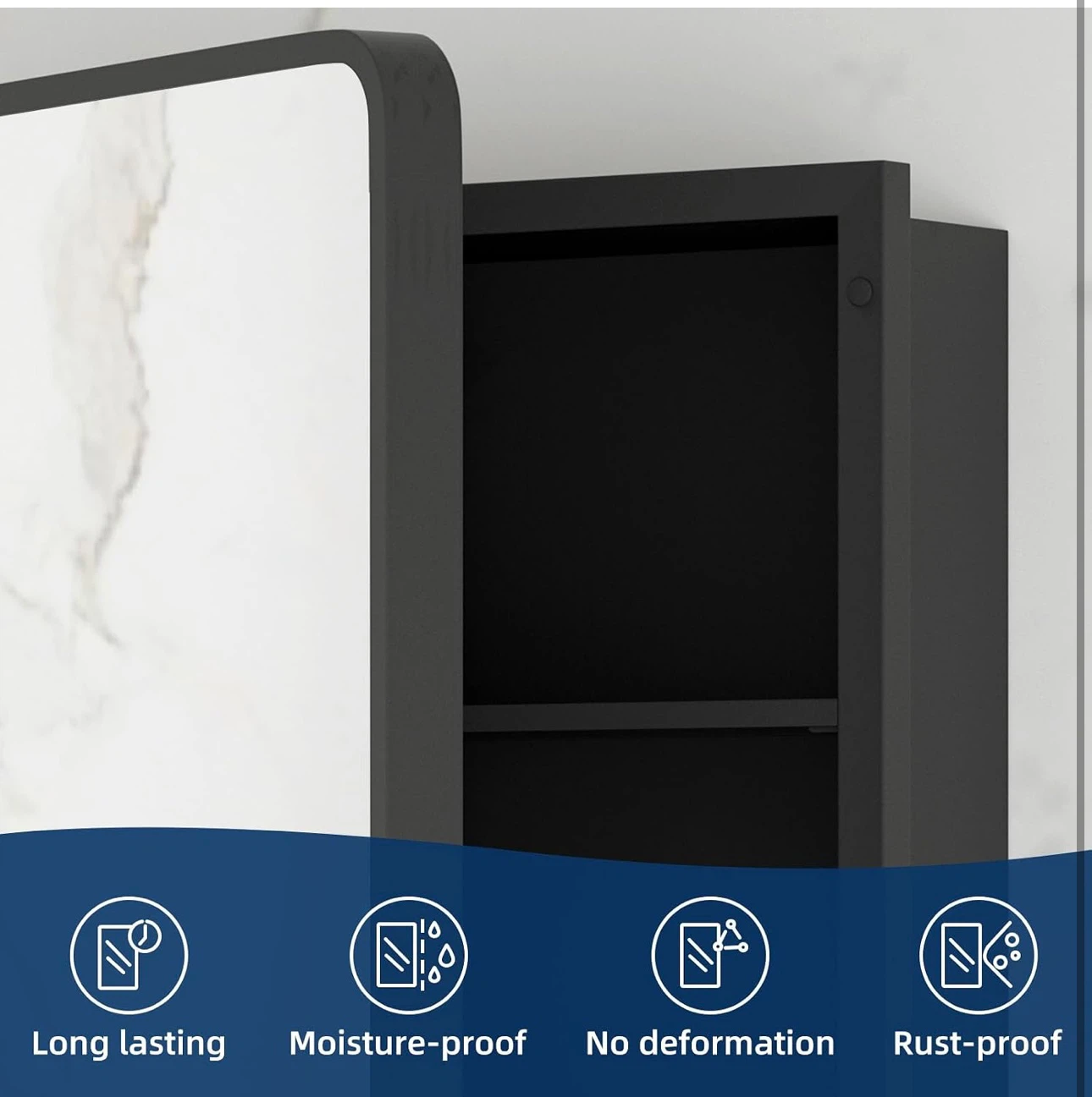 Black Bathroom Medicine Cabinet with Mirror - photo 3