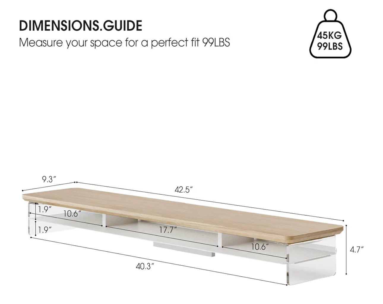 FENGE Ergonomic Monitor Stand with 2-Tier Storage - photo 3