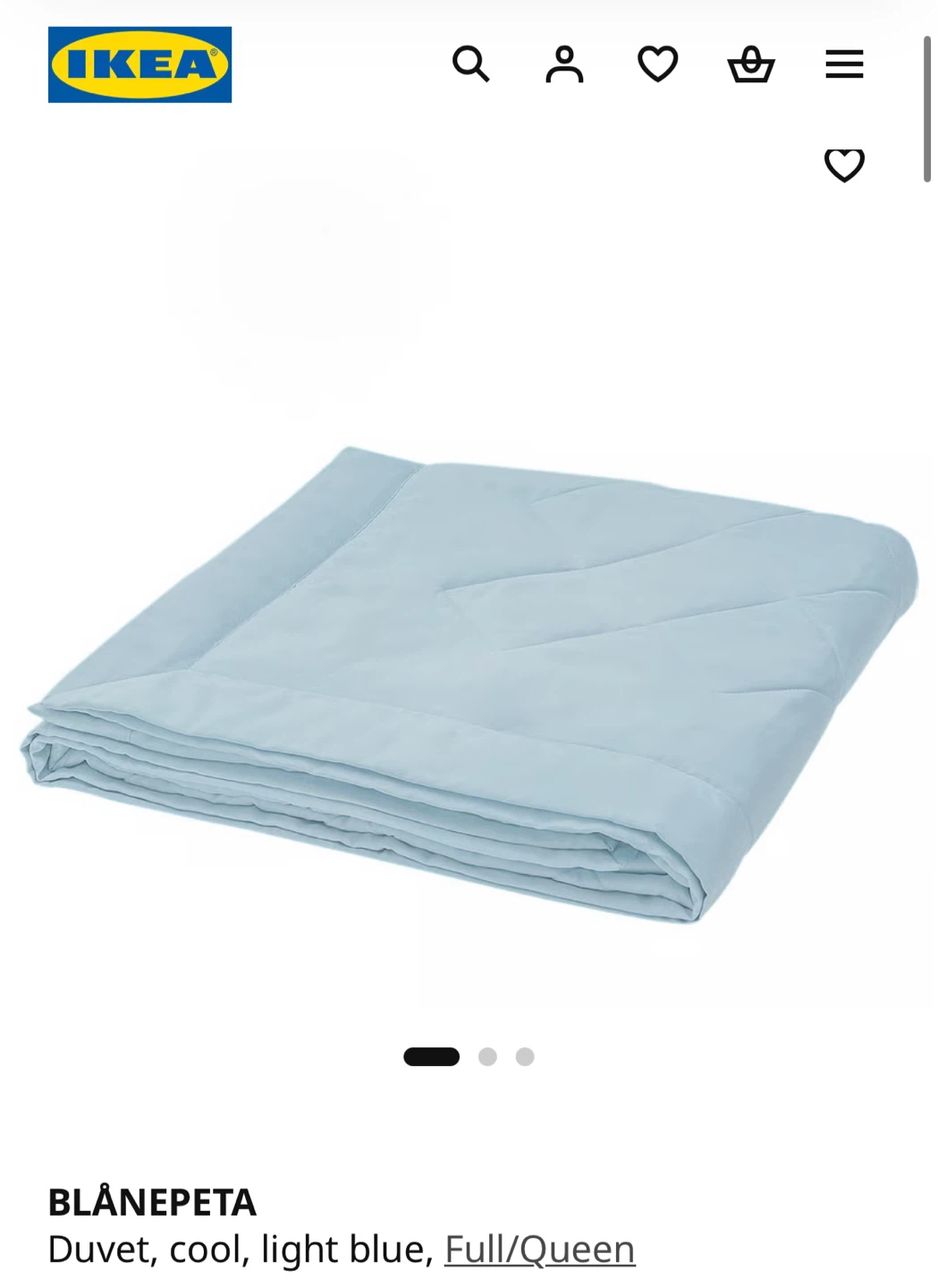 IKEA BLÅNEPETA Cool Duvet - Full/Queen