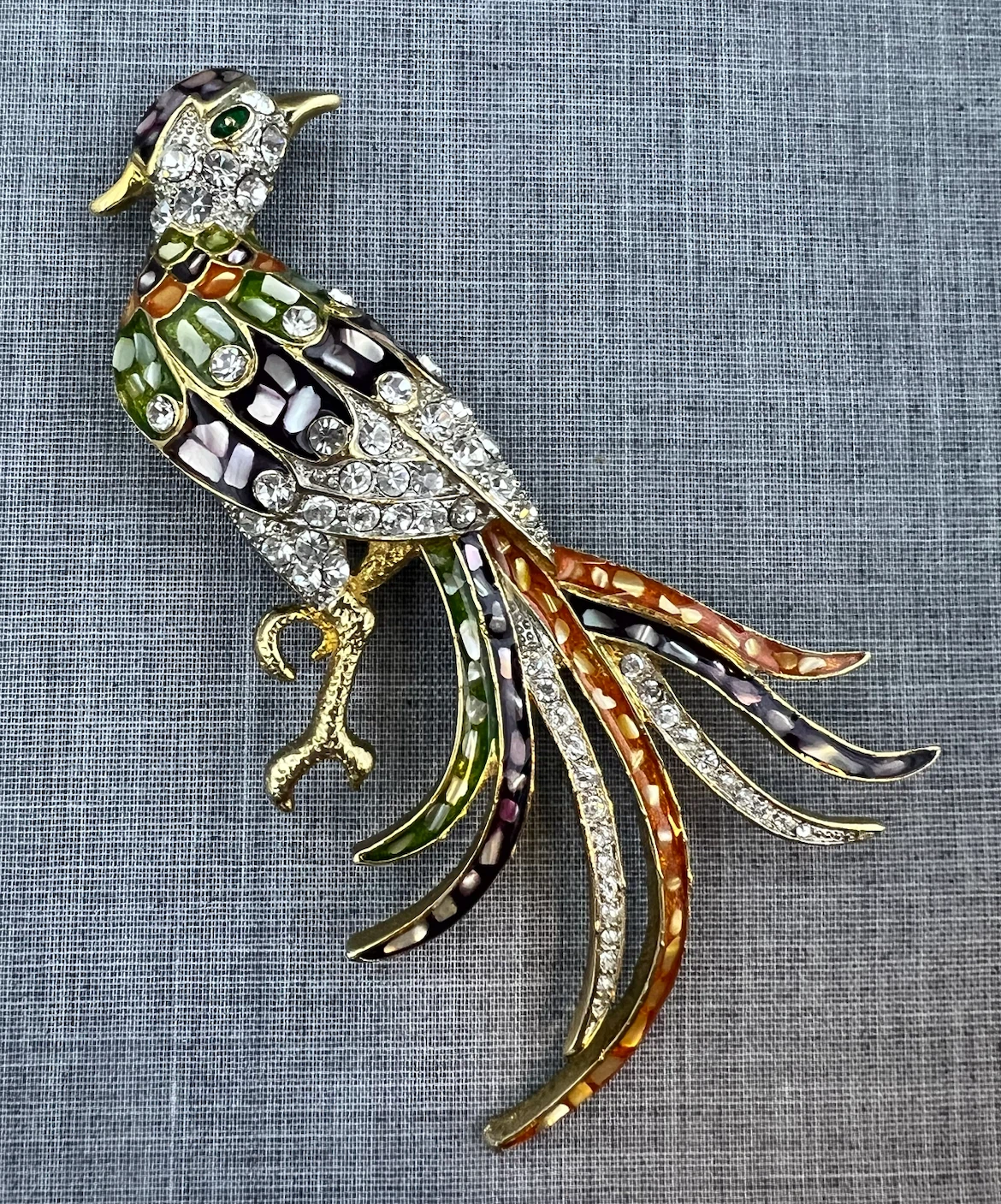 Vintage Style Large 4.5" Bird of Paradise Brooch