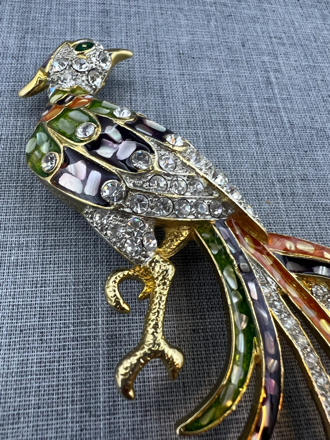 Vintage Style Large 4.5" Bird of Paradise Brooch - photo 2