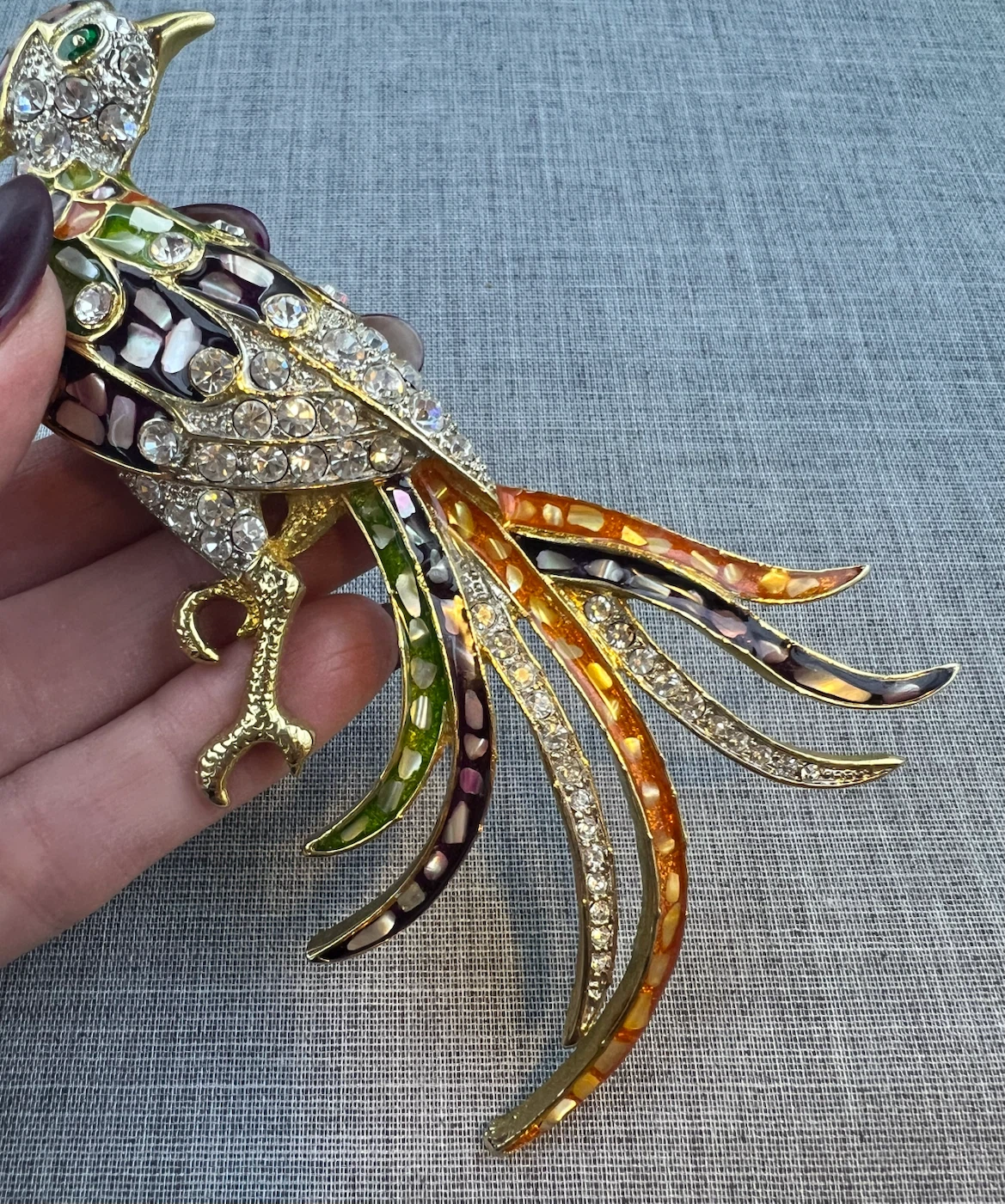 Vintage Style Large 4.5" Bird of Paradise Brooch - photo 5