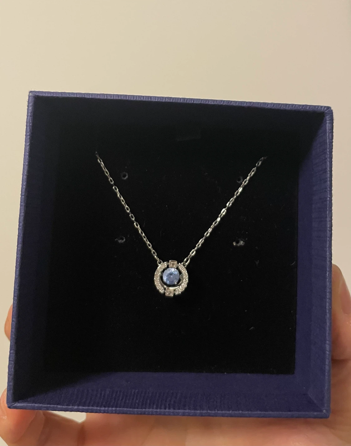 Swarovski Una Necklace Blue Rhodium Plated