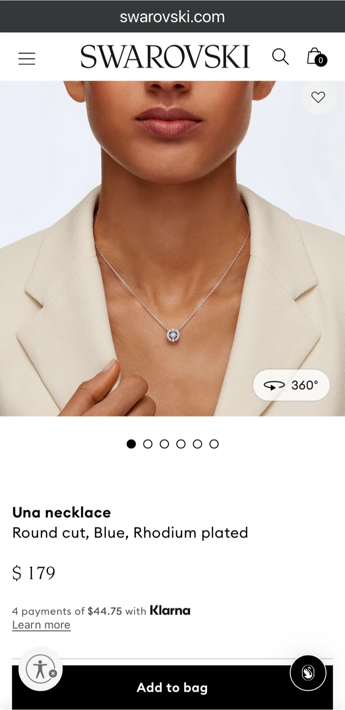 Swarovski Una Necklace Blue Rhodium Plated - photo 3