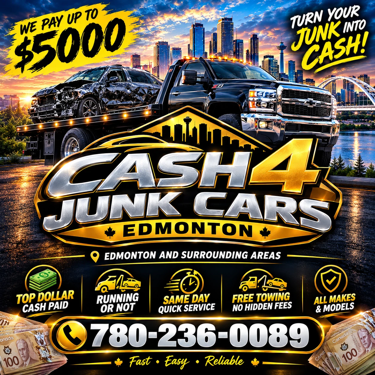 CASH FOR VEHICLES - CALL TODAY FOR INSTANT OFFER 780-236-0089