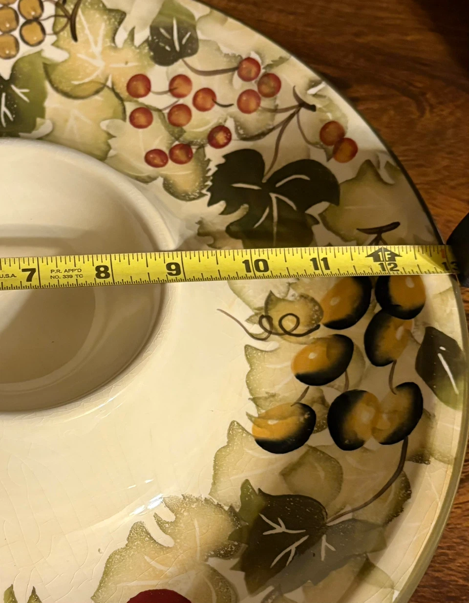 Aston Hand-Painted Fruit Pattern Chip and Dip Server - photo 4