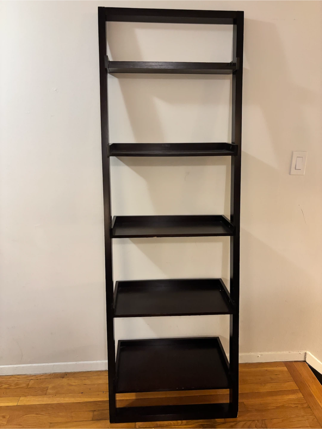 Dark Brown Wooden Ladder Bookshelf - photo 2