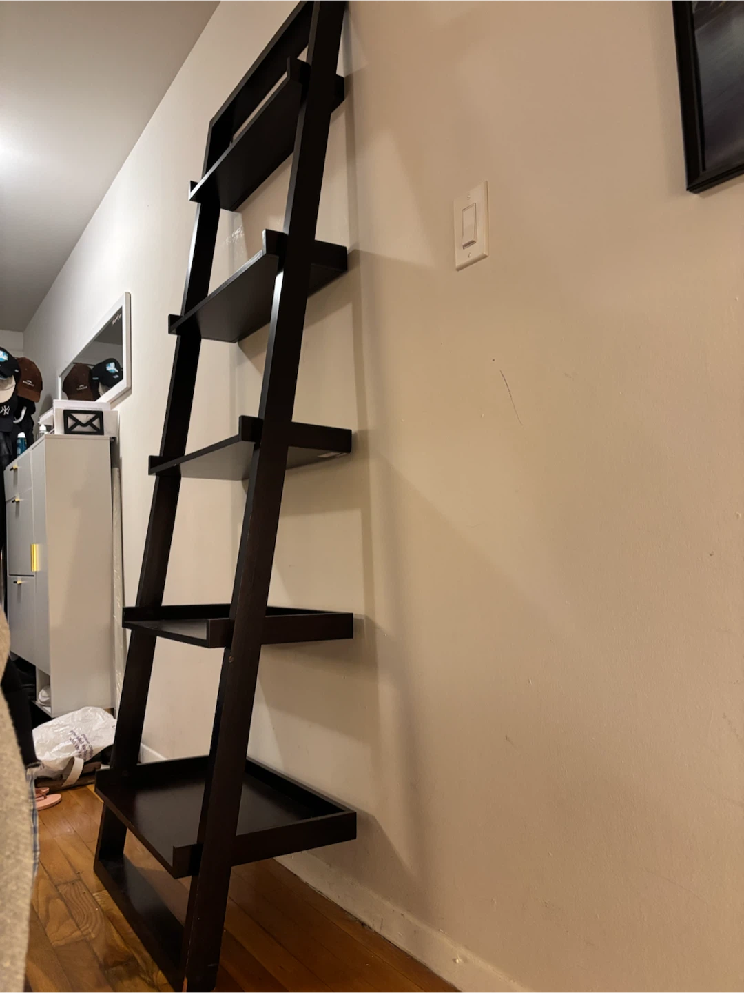 Dark Brown Wooden Ladder Bookshelf - photo 3