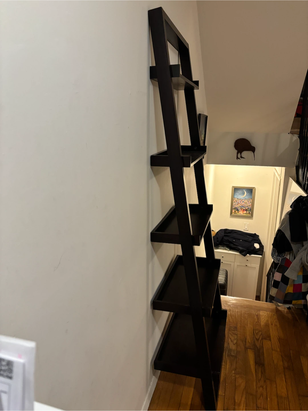 Dark Brown Wooden Ladder Bookshelf - photo 4