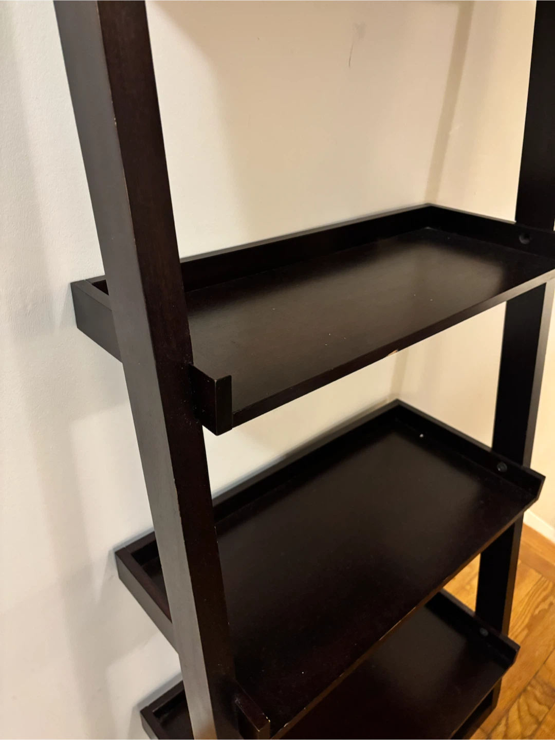 Dark Brown Wooden Ladder Bookshelf - photo 5