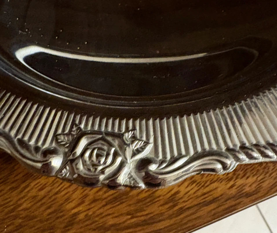 Vintage Rose Pattern Silver-Plated Tray - photo 3