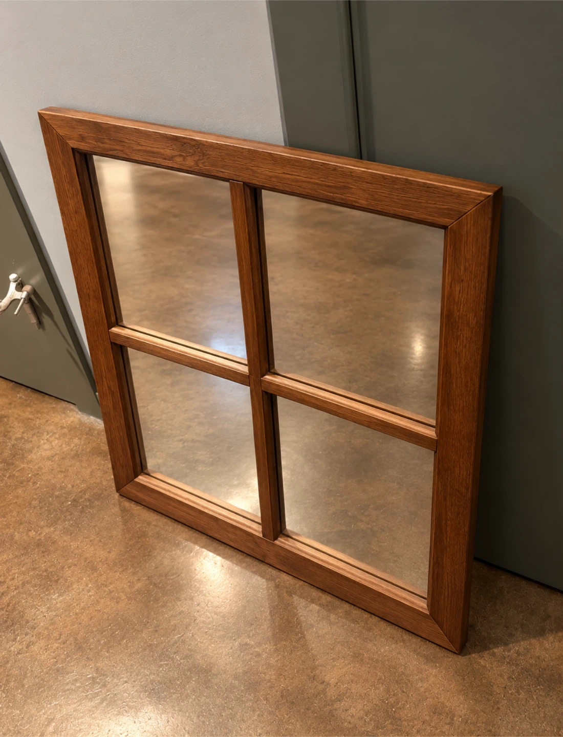 Window Pane Style Wood Frame Mirror