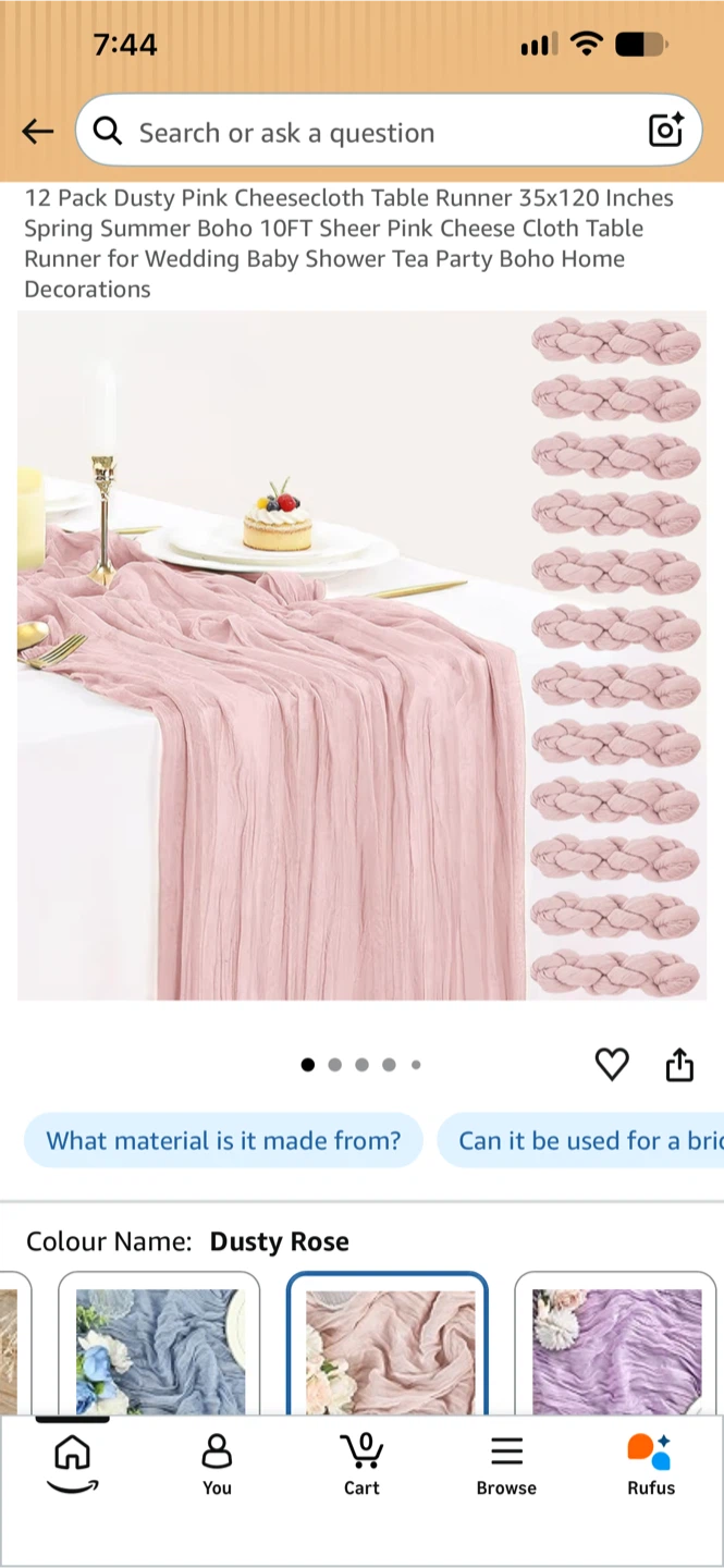 12 Pack Dusty Rose Cheesecloth Table Runners