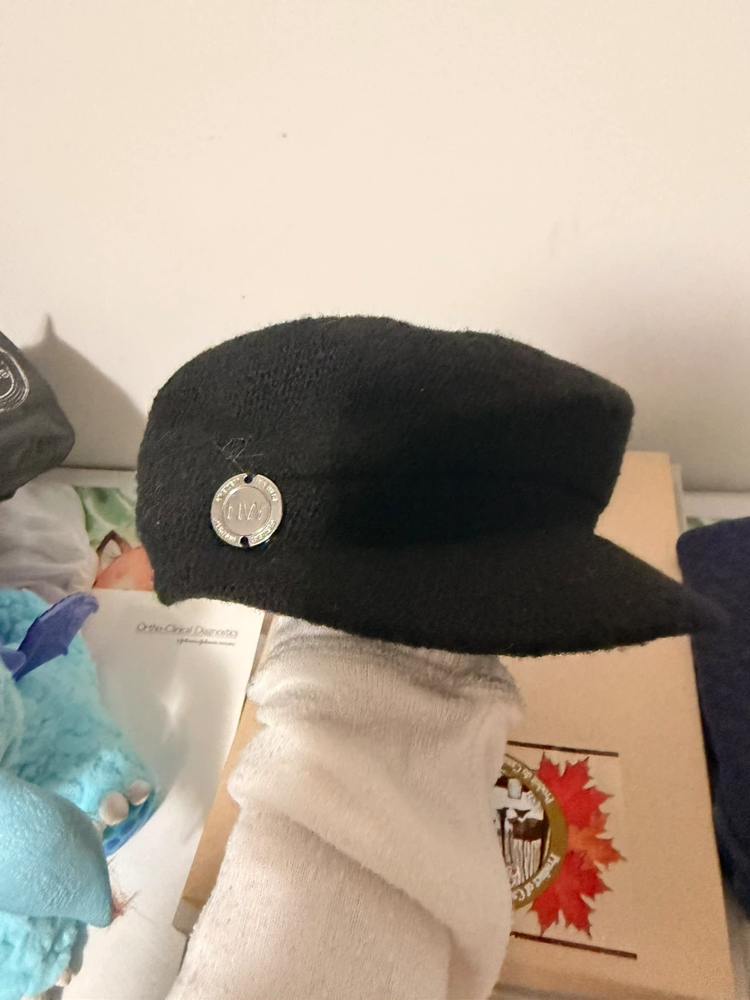 Ninewest Black Wool-Blend Cadet Hat