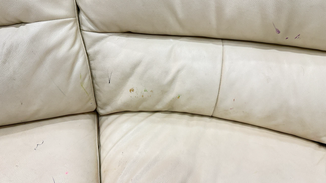 White Leather Sectional Sofa - photo 2