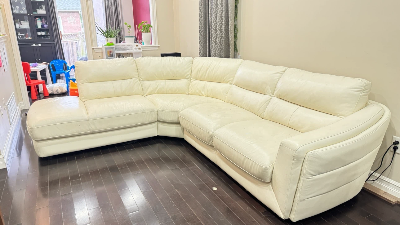 White Leather Sectional Sofa - photo 4