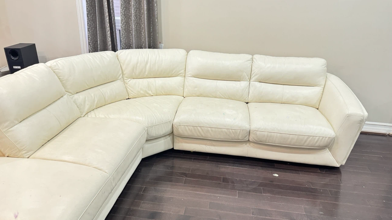 White Leather Sectional Sofa - photo 5