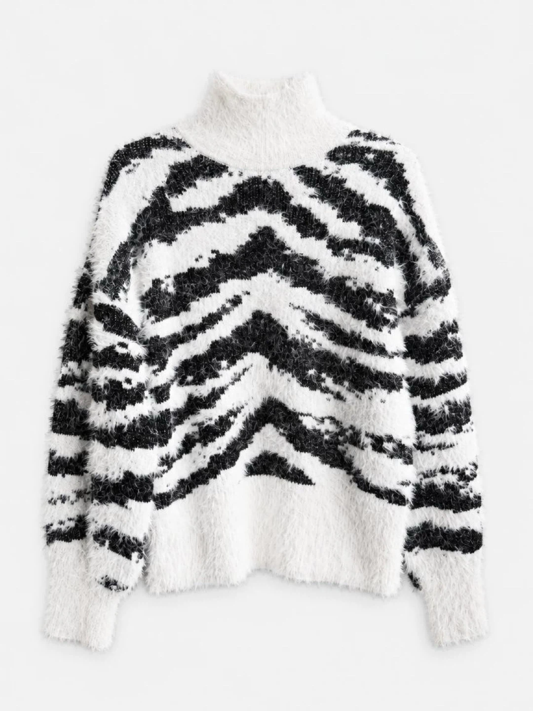 H&M Divided Zebra Print Fuzzy Sweater