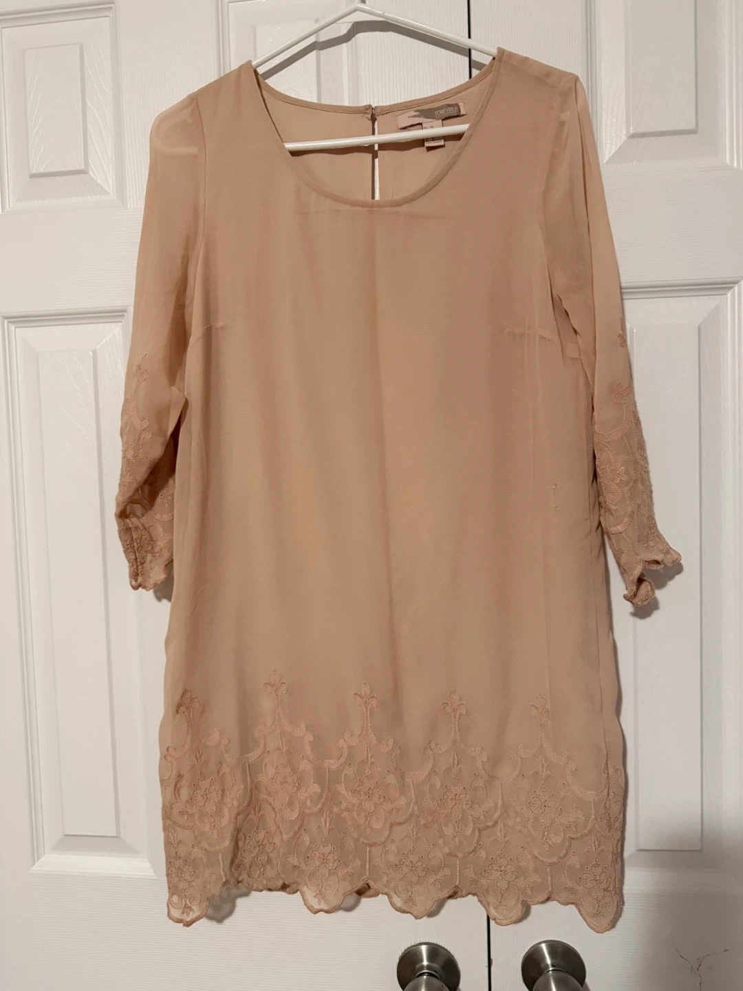Forever 21 Blush Embroidered Shift Dress XS