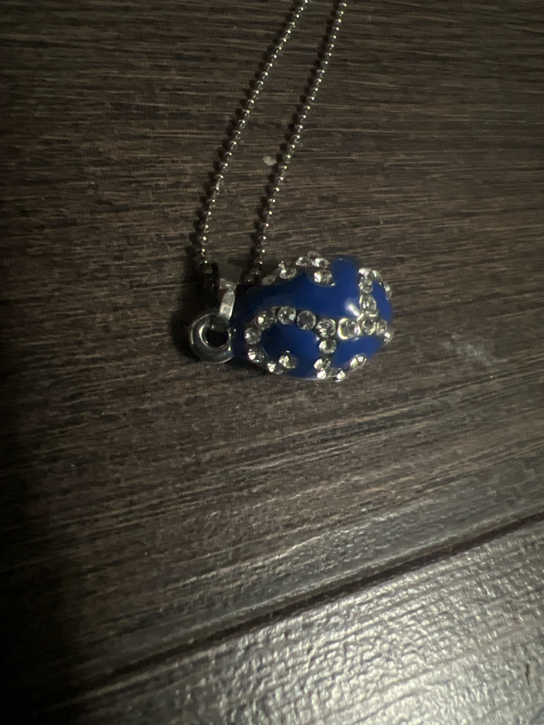 Blue and Rhinestone Pendant Necklace - photo 2