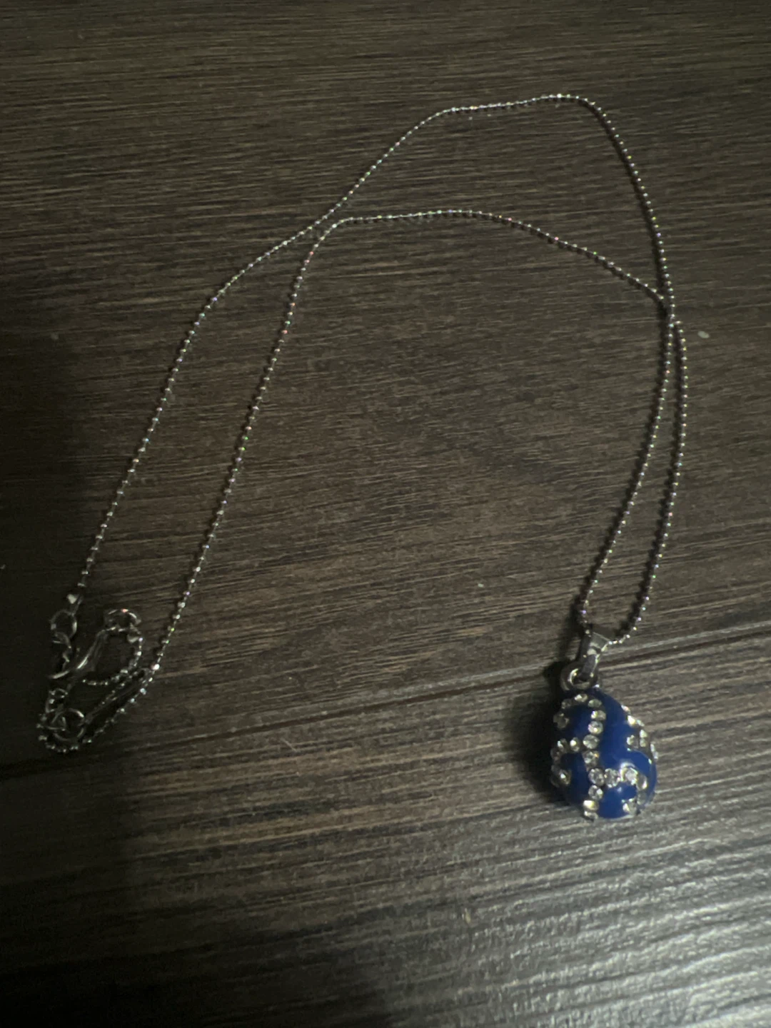 Blue and Rhinestone Pendant Necklace - photo 3