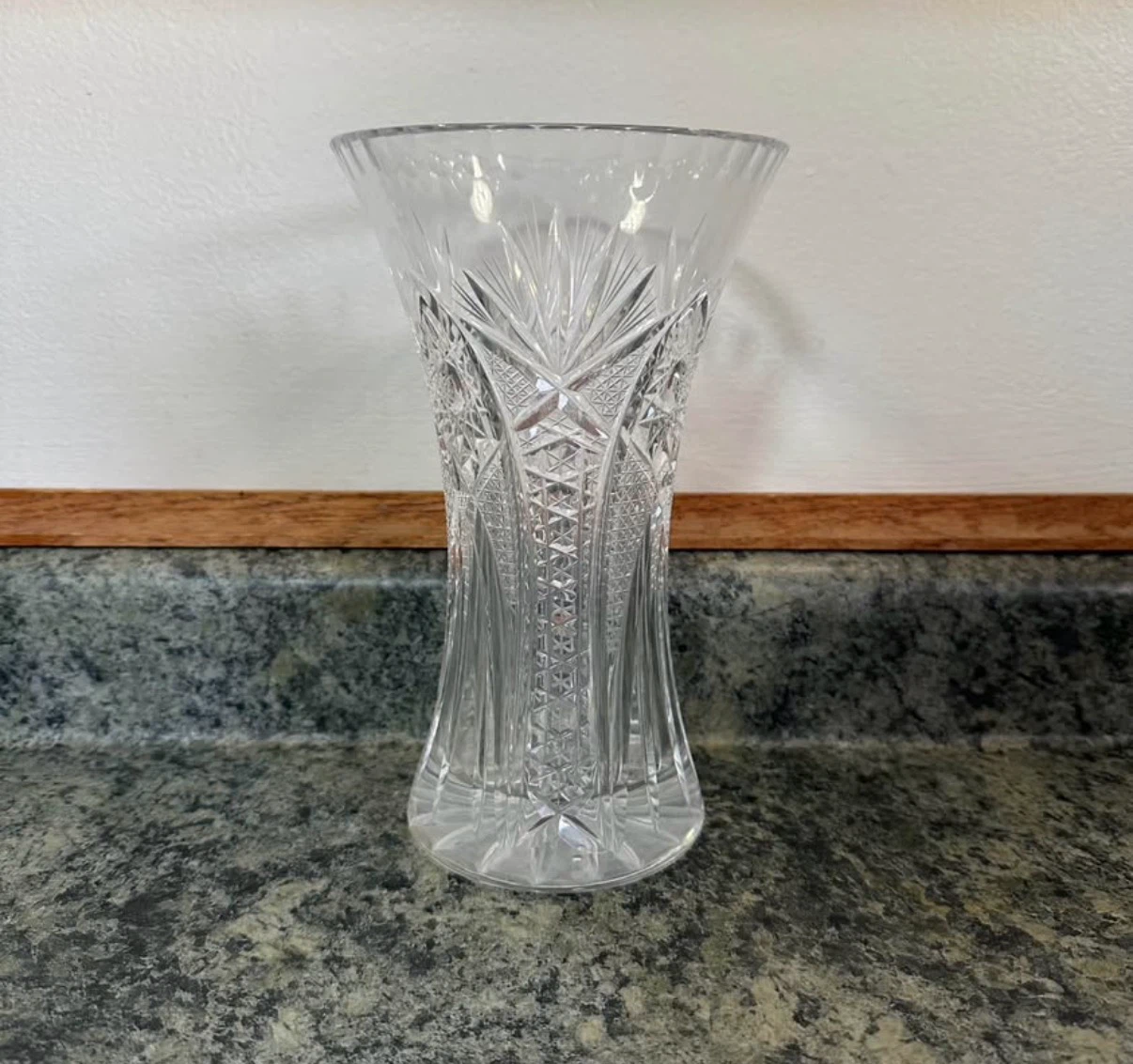 American Brilliant Period Cut Glass Corset Vase