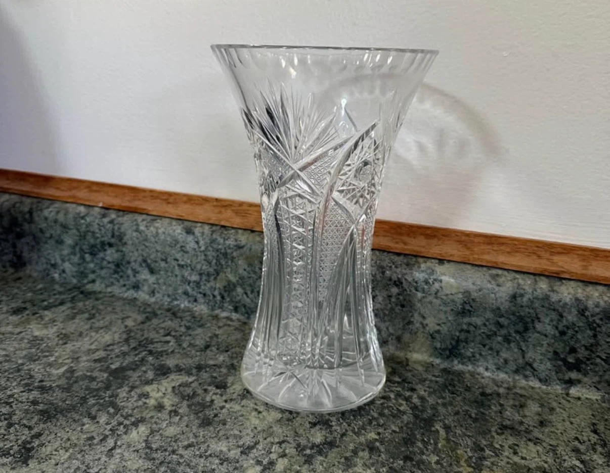 American Brilliant Period Cut Glass Corset Vase - photo 3