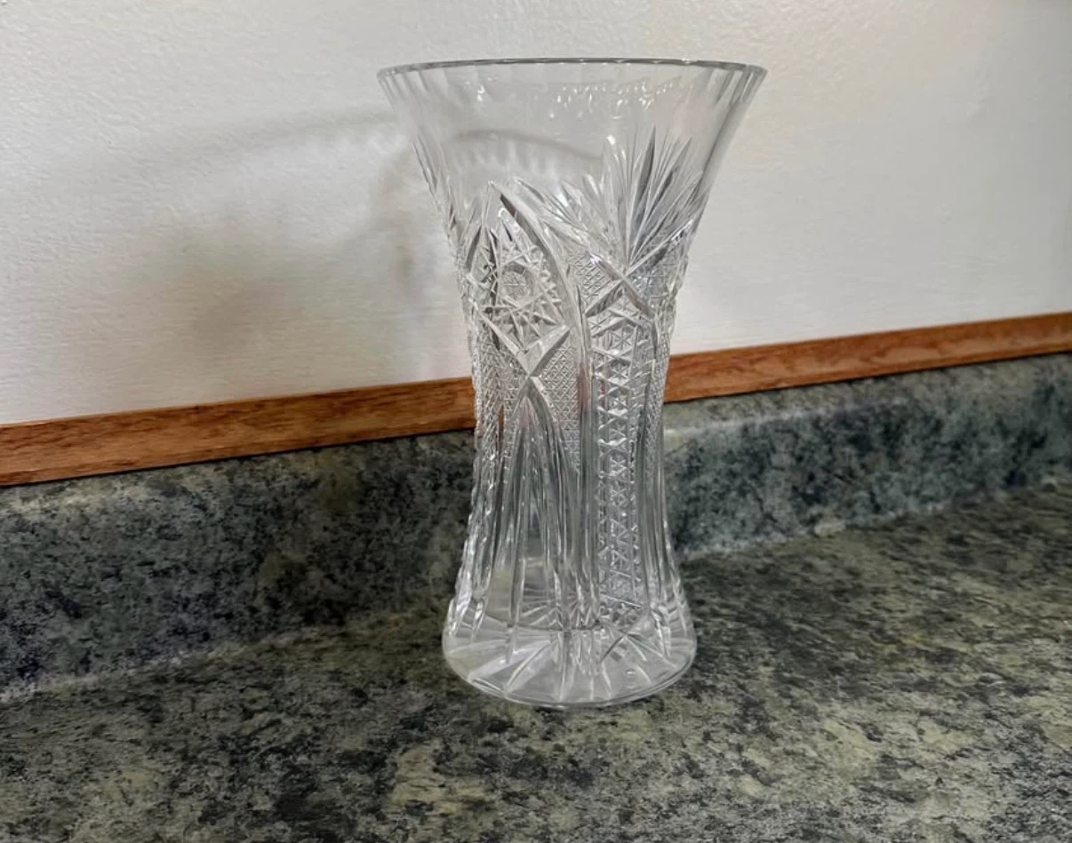American Brilliant Period Cut Glass Corset Vase - photo 4