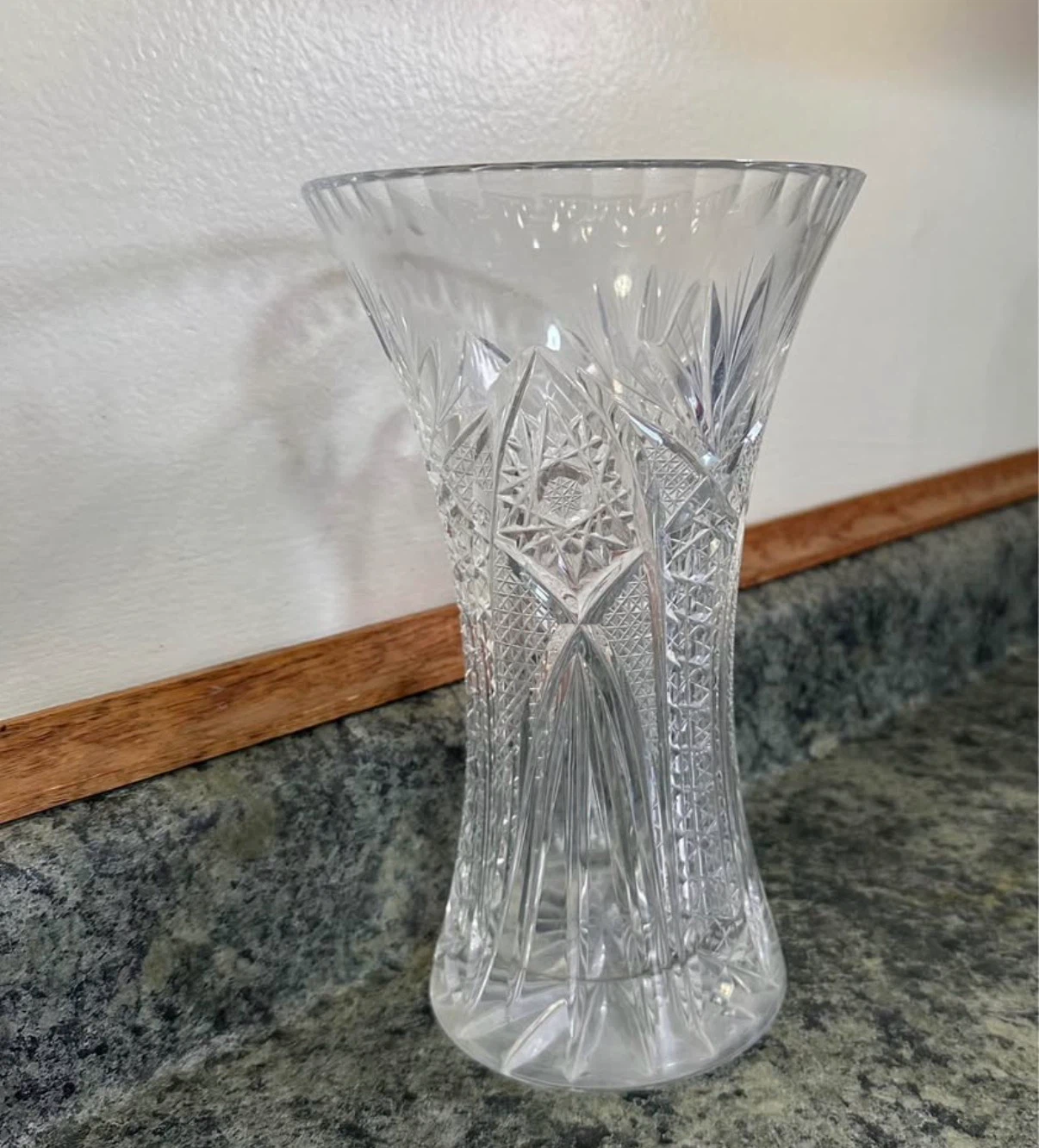 American Brilliant Period Cut Glass Corset Vase - photo 5