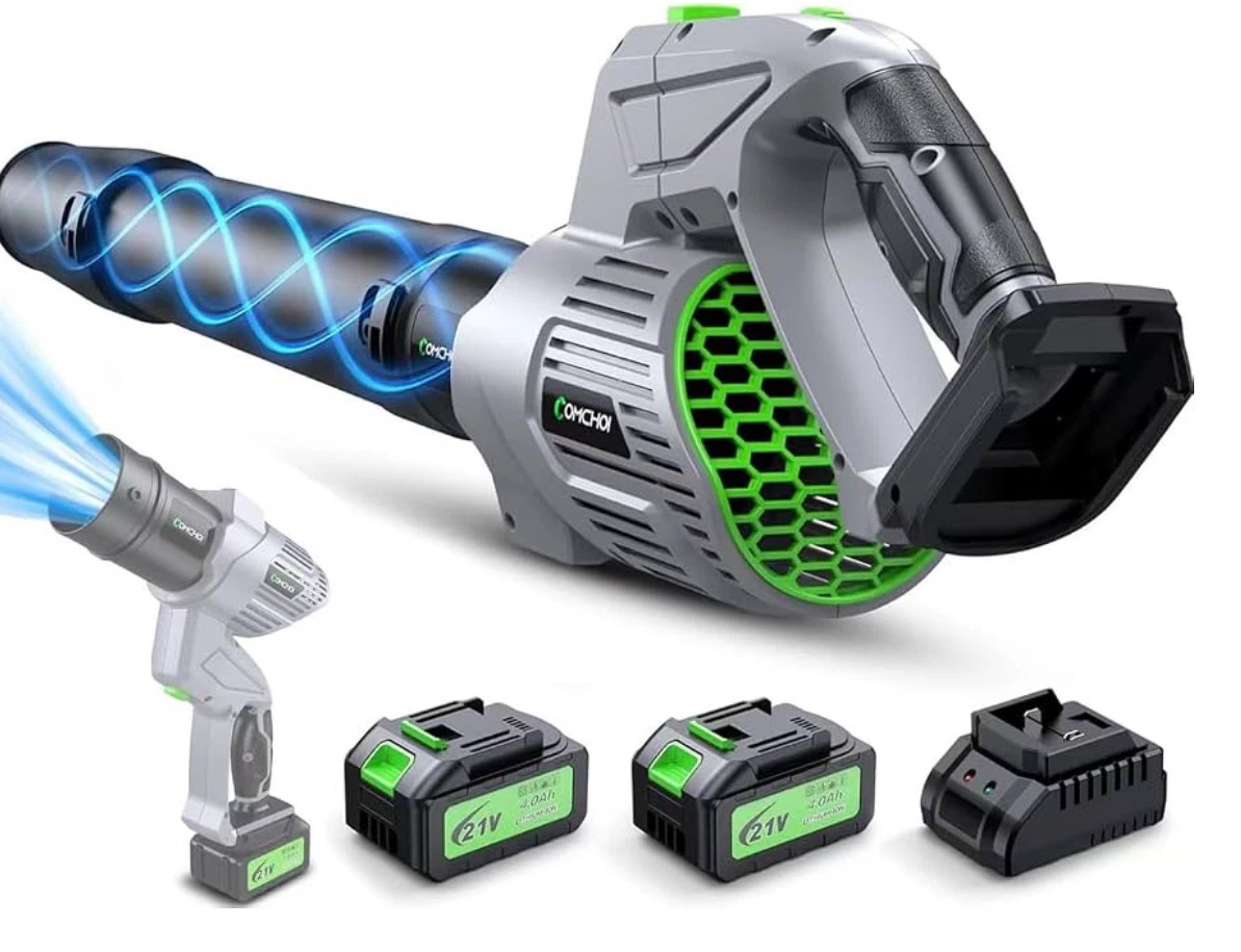 COMCHOI Electric Cordless Leaf Blower+ 2 Batteries
