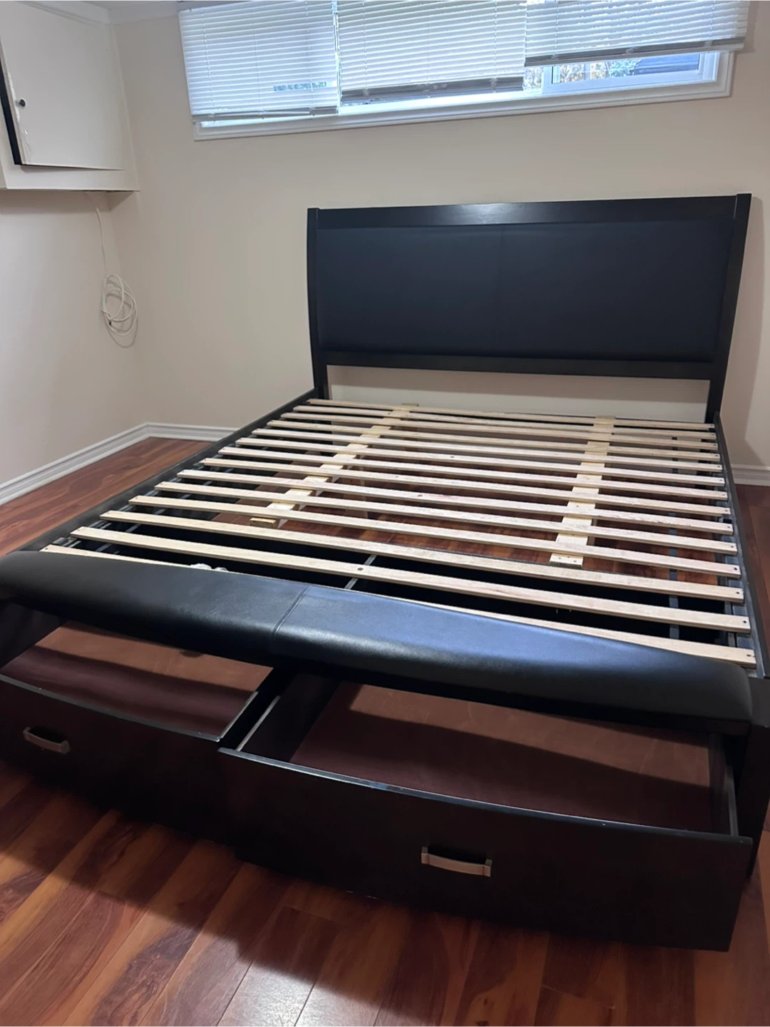 Black Bed Frame with Storage Drawers
