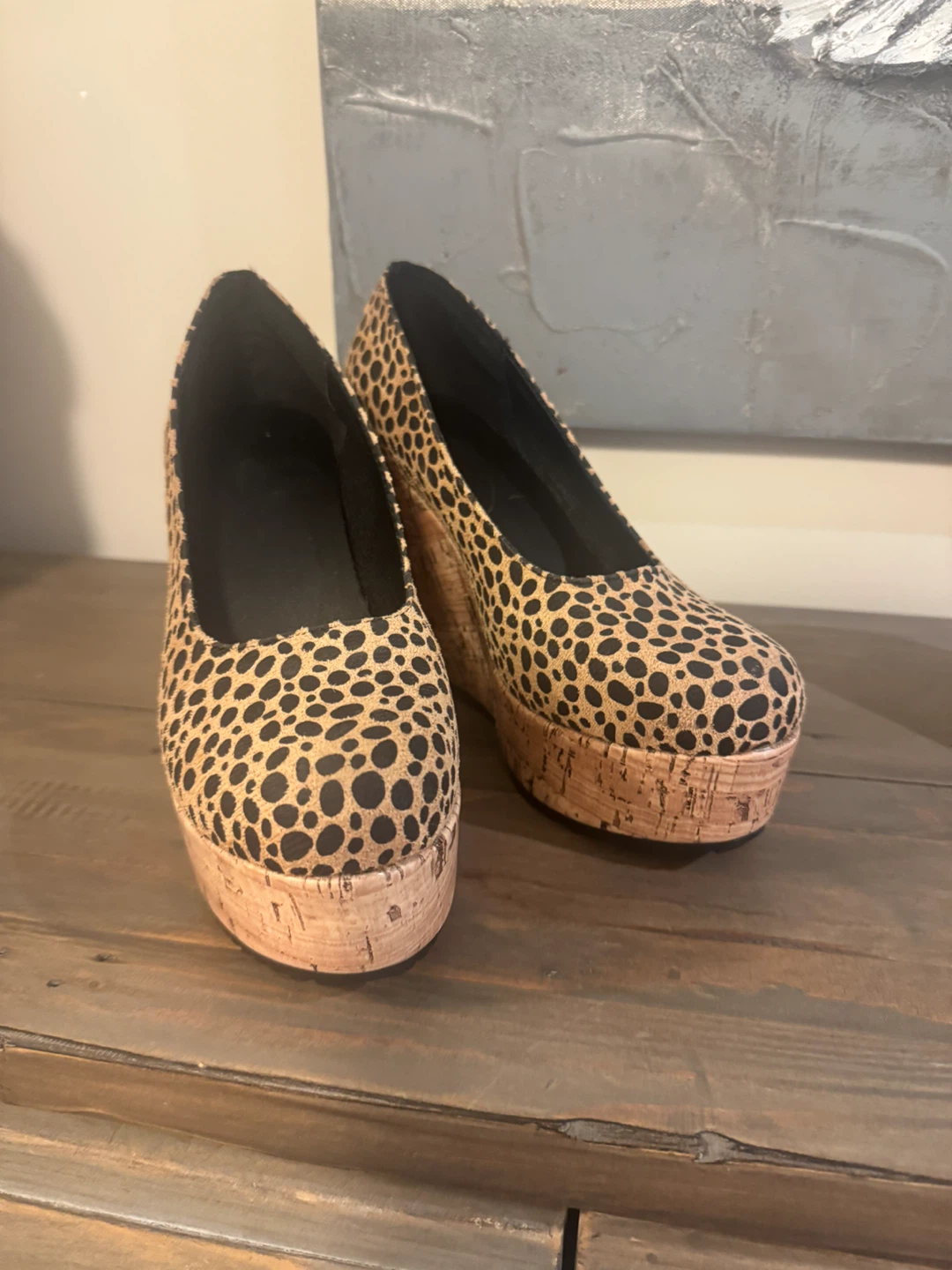 Leopard Print Cork Wedges