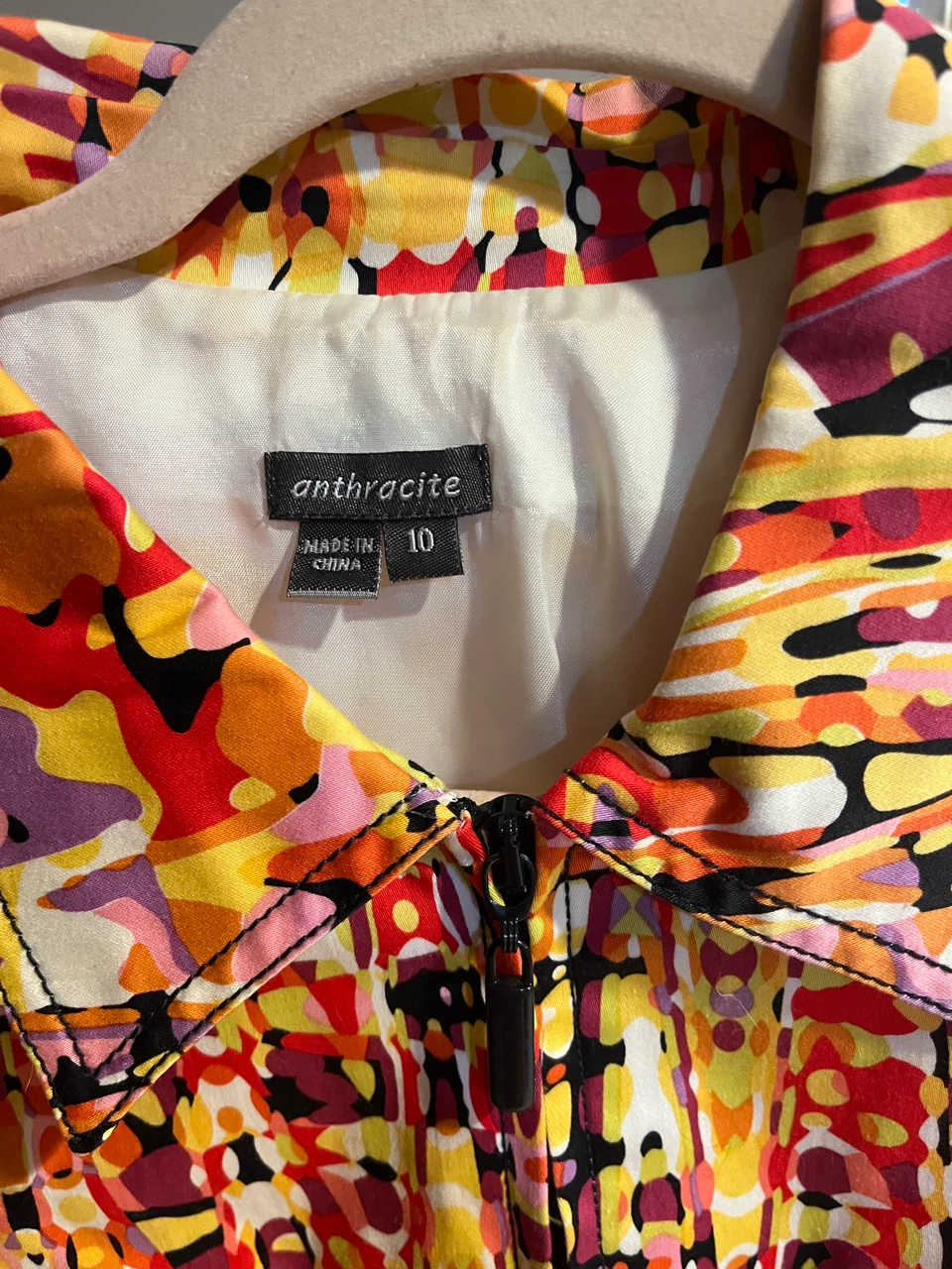 Anthracite Abstract Print Zip-Up Jacket - photo 2