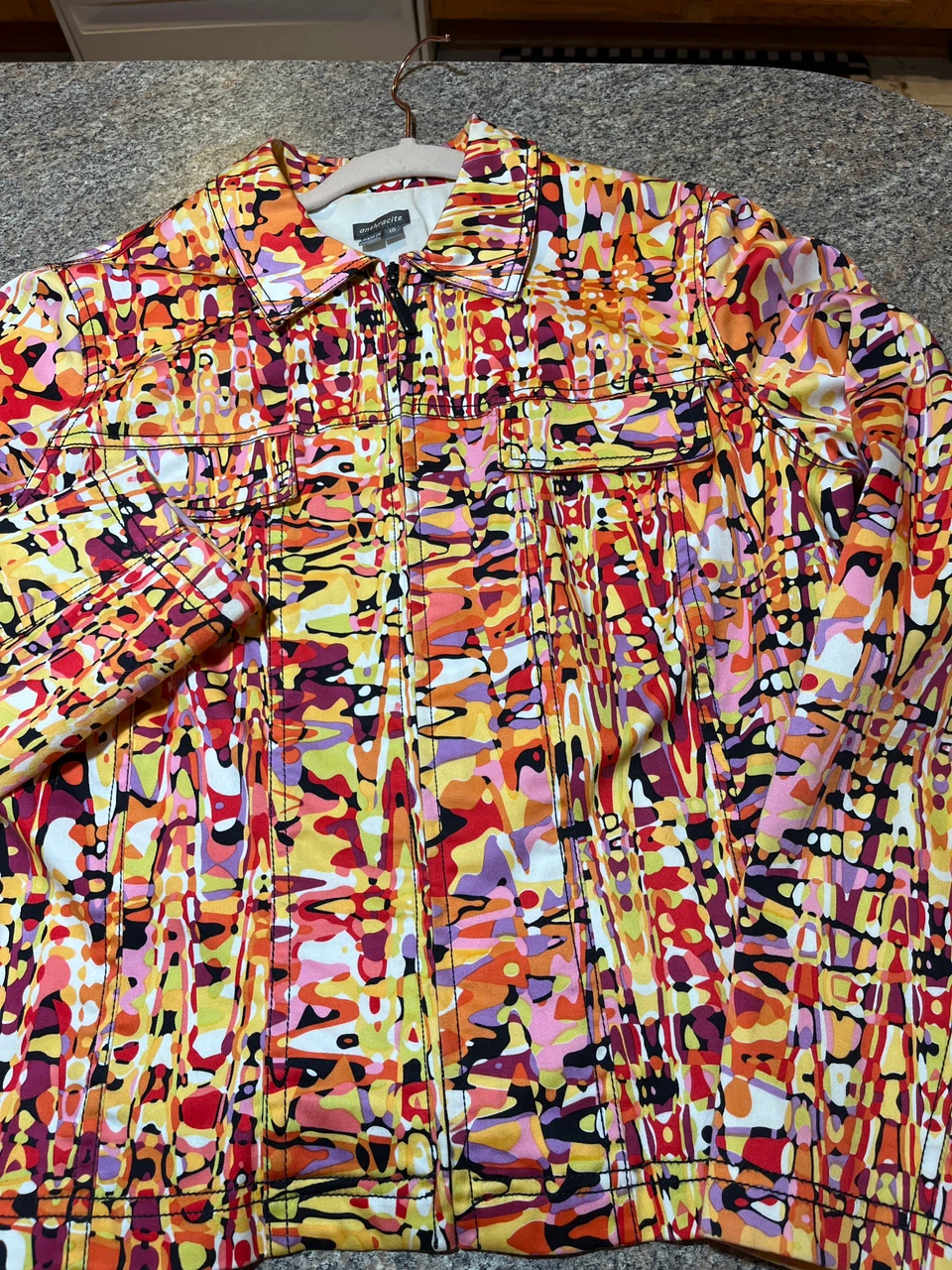 Anthracite Abstract Print Zip-Up Jacket - photo 5