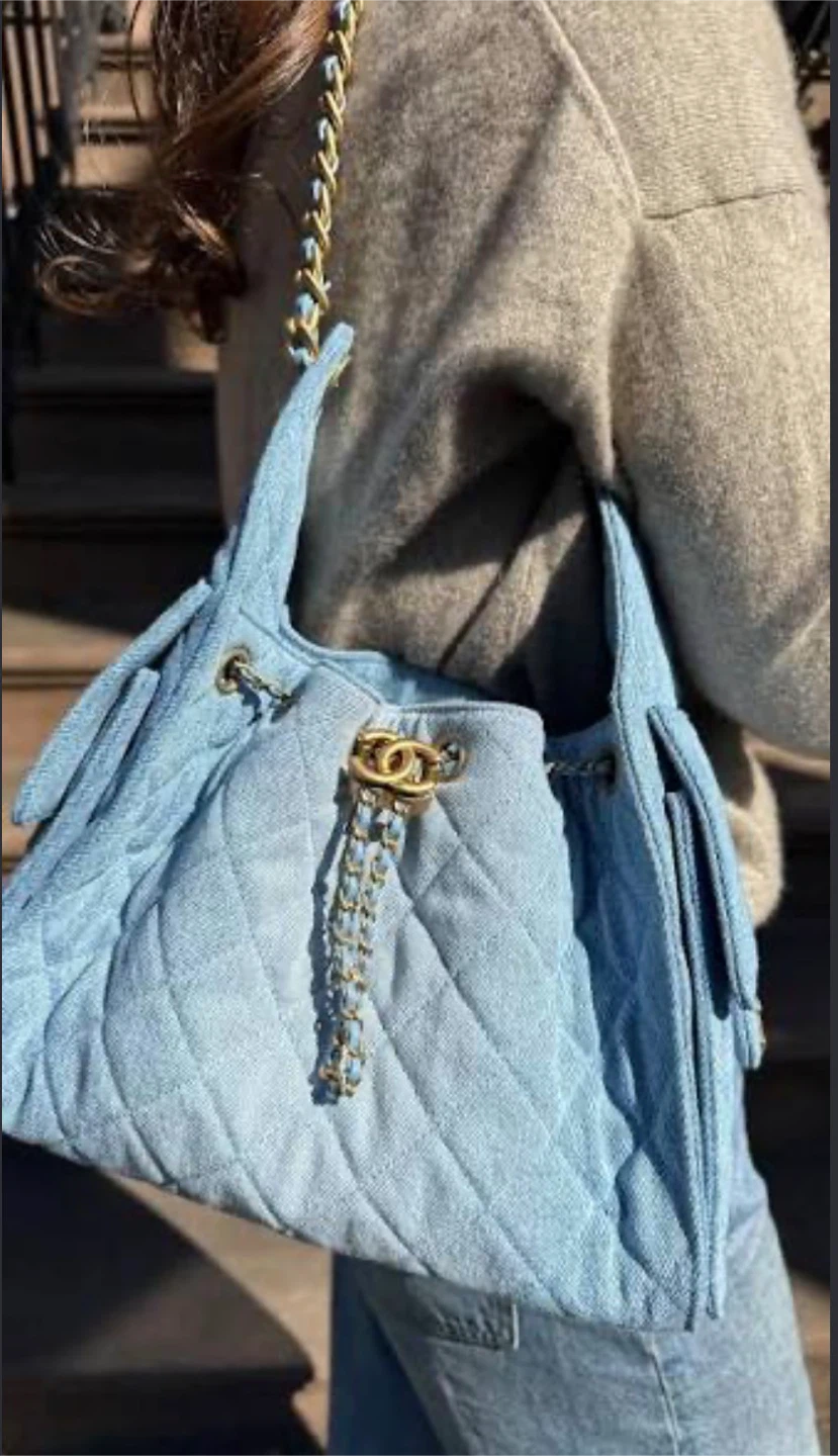 Quilted Denim Tote Bag