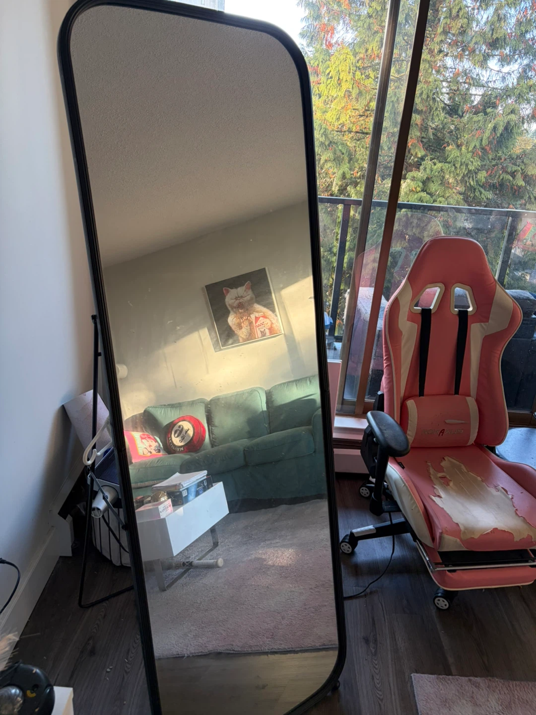 Full-Length Floor Mirror with Black Frame